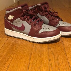 Nike air Jordans dark red kids.